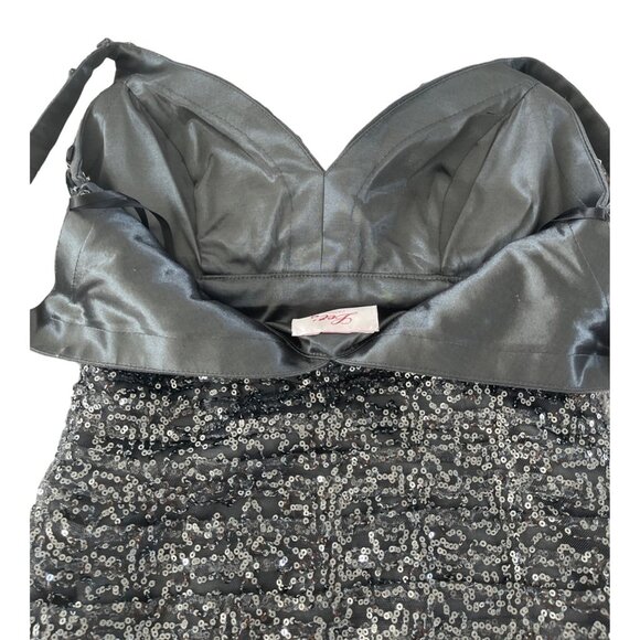 Let’s Fashion Beaded‎ Sequin Mini Dress Gray Semi Formal Size M Style 5608 - Picture 8 of 9